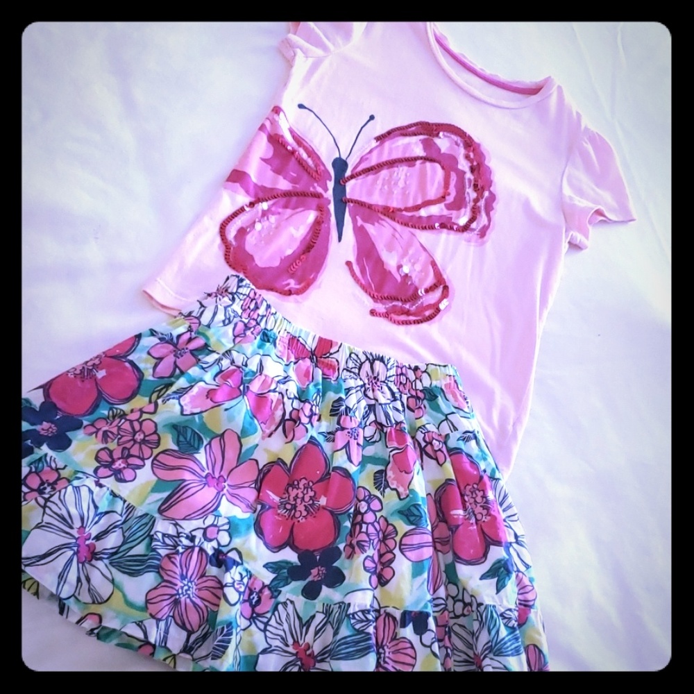 Gymboree Floral Skirts w/ Butterfly Top